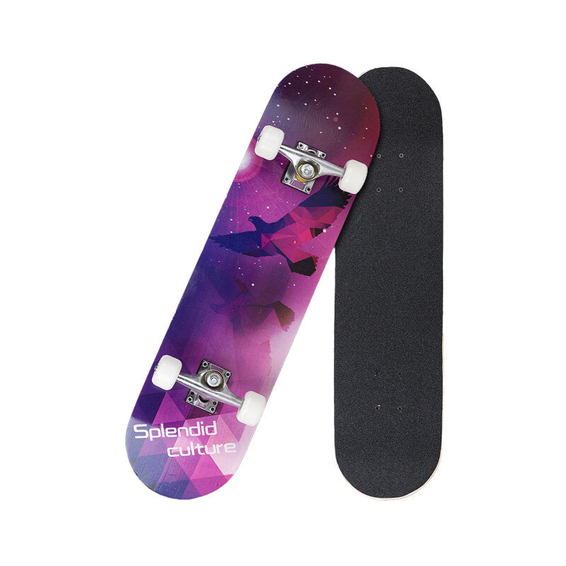31.5'' 9 Ply Maple LED Flashing Skateboard Chrome Steel Longboard Bearing for Adults Beginner To Pro Outdoor
