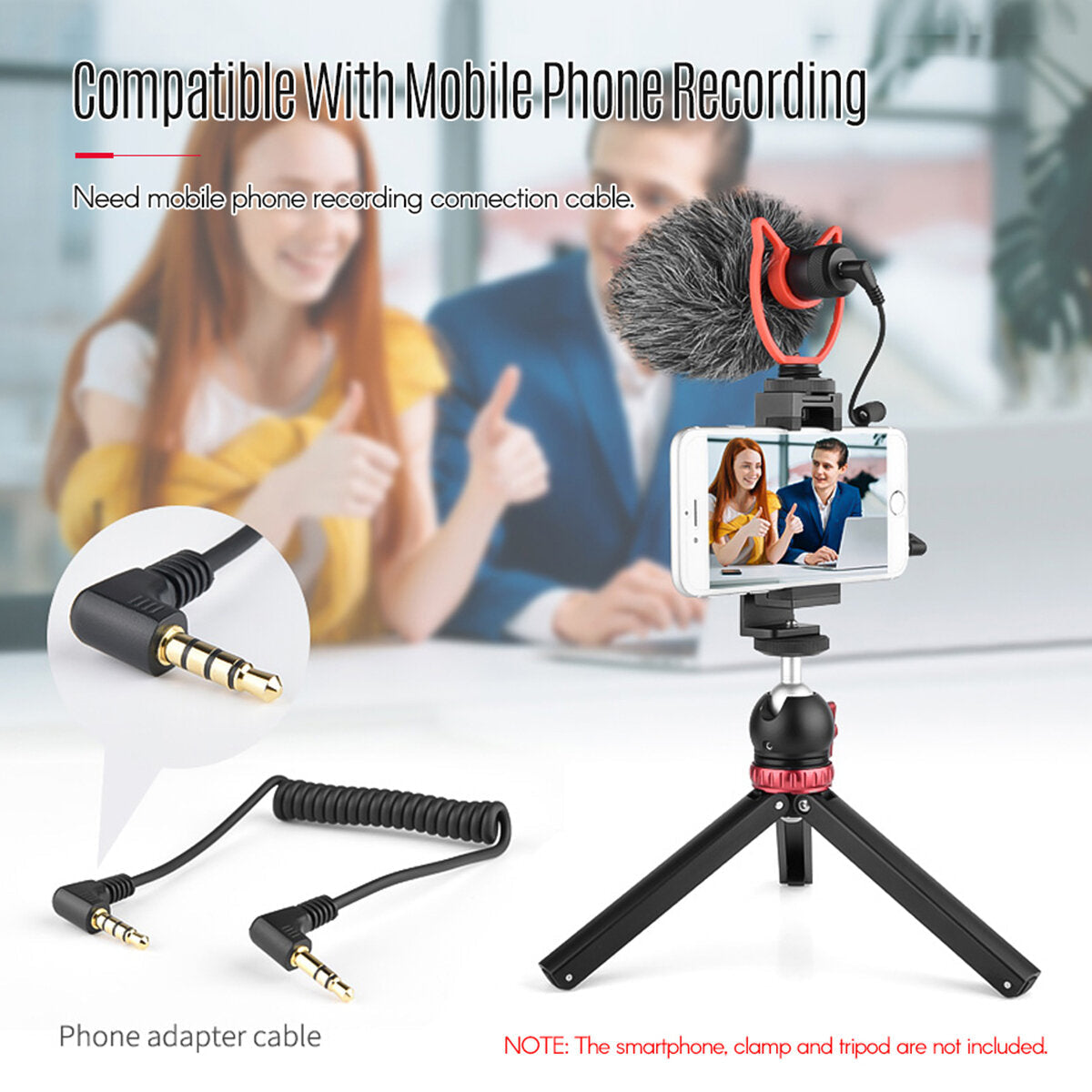 Mini Microphone Plug-and-Play Mic 3.5mm Plug with Shock Mount Wind Screen for Smartphone DSLR Camera Video Photography