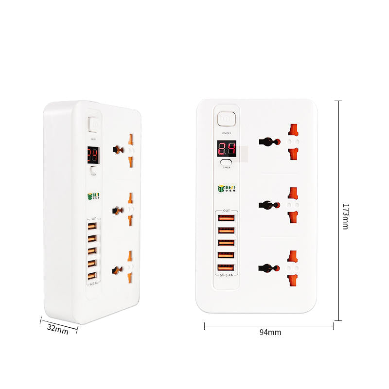 Universal Smart Timer Switch Socket Plug 5 USB Port Charging Power Outlet