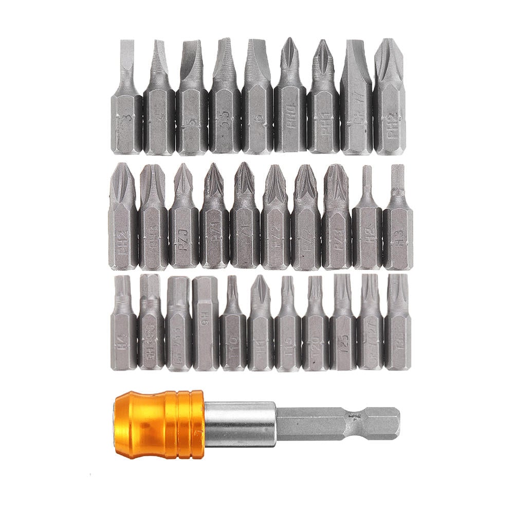 31Pcs Screwdriver Bit Set Torx Hex Slotted Pozi Phillips Screwdriver Bits with Quick Release Hex Chuck Extension Adapter