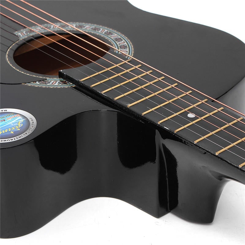 38 Inch Wooden Angled Acoustic Guitar 6 Color Folk Guitar with Storage Bag Gift for Beginner