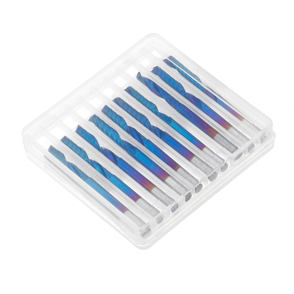 10pcs 3.175 Shank Blue Coated Single Flute End Mill Spiral CNC Milling Cutter