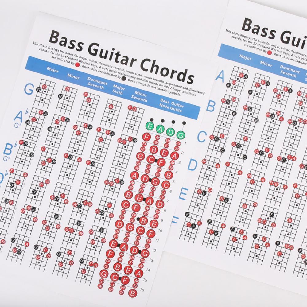 Hord-1.2 Four-String Electric Bass String Spectrum Guitar Chord Chart for Fingering Practice