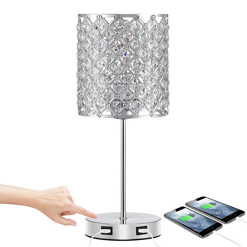 USB Rechargeable Crystal Desk Lamp Touch Dimming BedsideLights Bedroom LED Night Light with Light Source