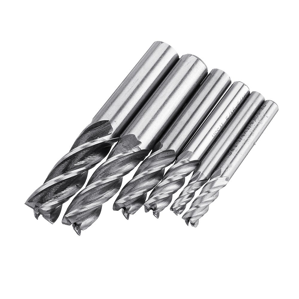6pcs 3/16-1/2 Inch Imperial Milling Cutter 4 Flutes Spiral CNC End Mill
