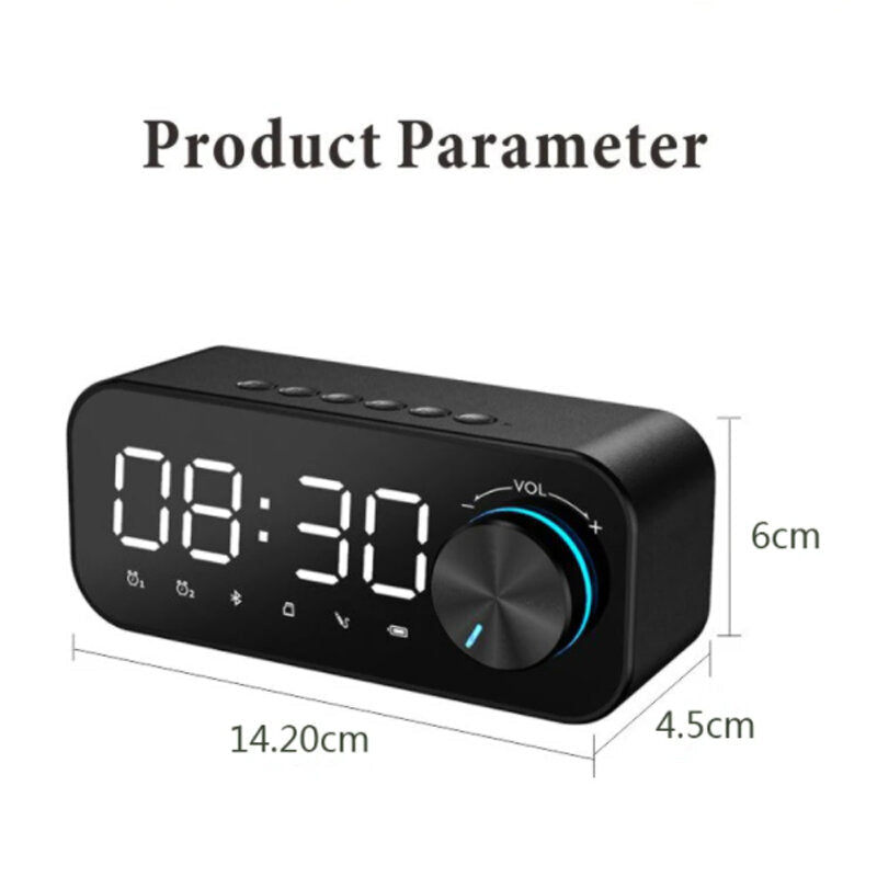 Bluetooth Subwoofer Music Player Speaker Alarm Clock With FM Radio Broadcast And Dual Alarm Clock Settings