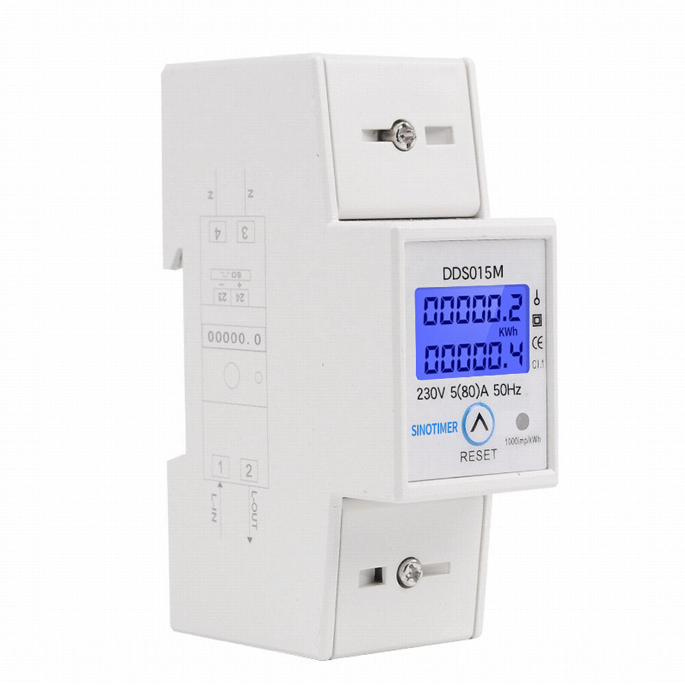 Reset and Reset Backlight Display Single-phase Household Rail Multi-function Energy 230V Meter