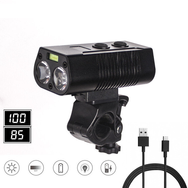2xT6 750lm COB LED Bike Headlight 9 Modes Adjustable USB Rechargeable Waterproof Super Bright Bicycle Front Flashlight with Bracket