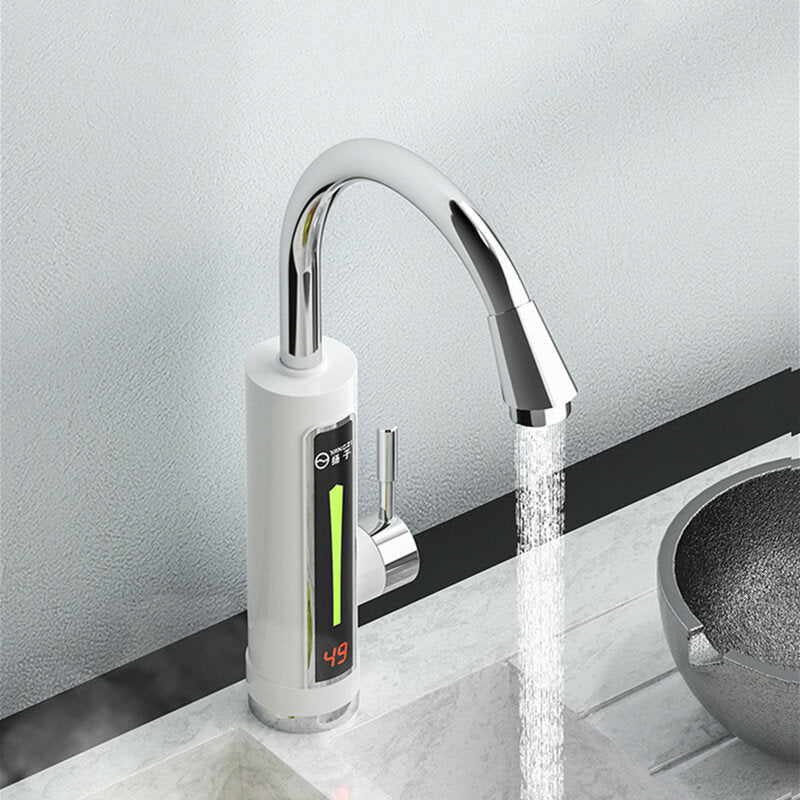 3300W Electric Hot Water Heater Faucet LED Ambient Light Temperature Display Instant Heating Tap