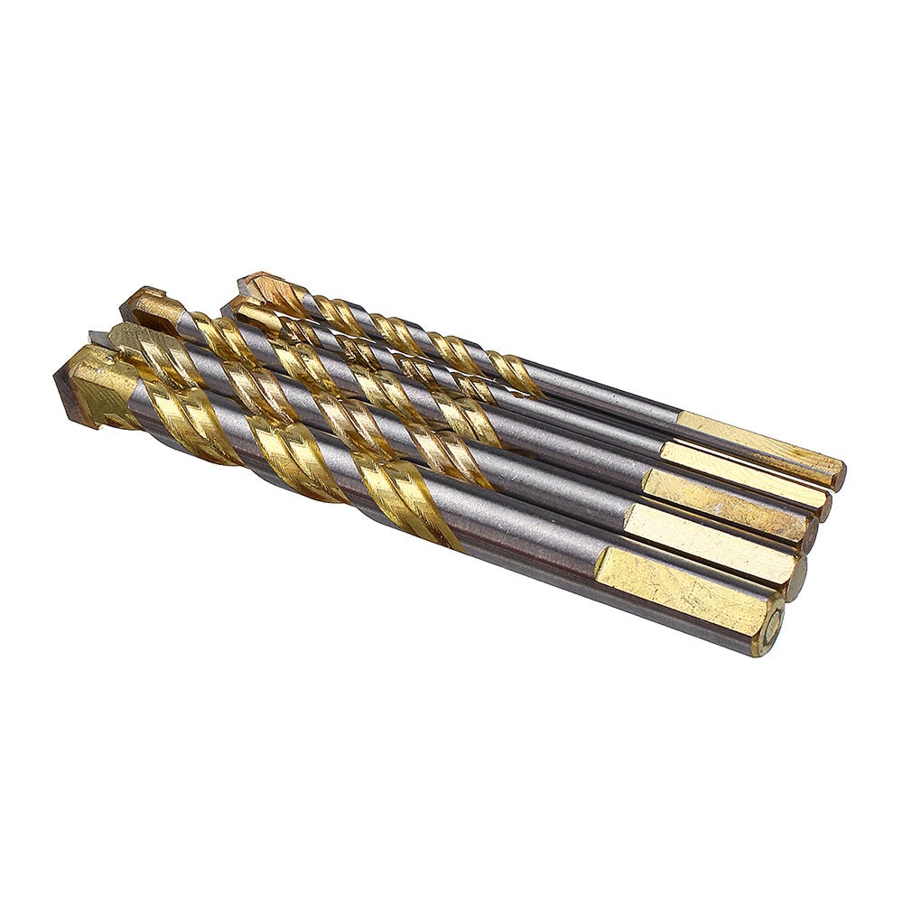 5pcs 6/6/8/10/12mm Multi Purpose Carbide Tipped Drill Bit Set for Masonry Ceramic Tile Wood Metal Concrete Stainless Steel Hole Saw Cutter