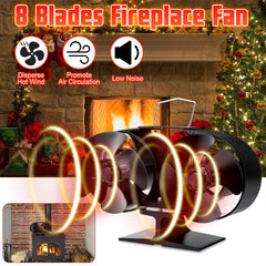 8 Blades Stove Fan Fireplace Fire Heat Powered Saving Eco Friendly Fireplace Fans Wood Log Burner Household Winter Warmer