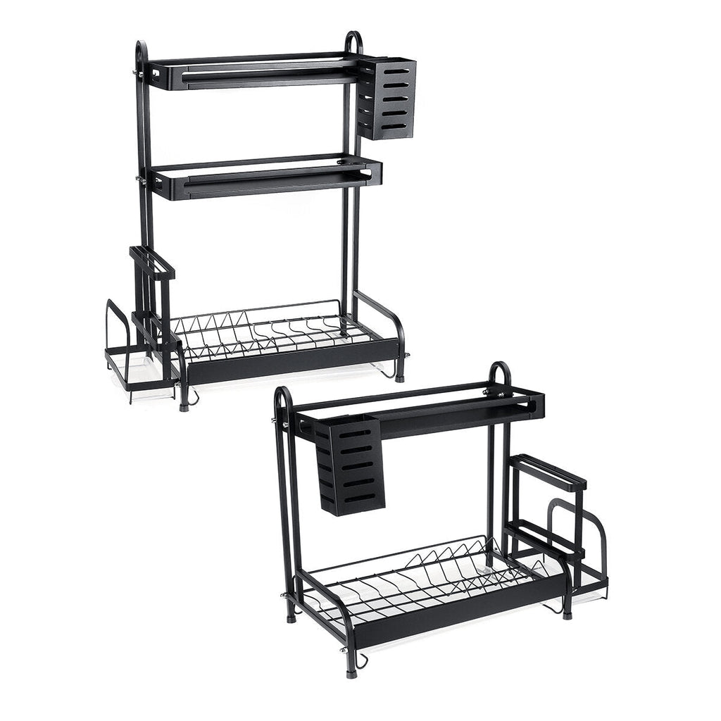 Dish Drying Rack 304 Stainless Steel 2/3 Tier Dish Rack with Drain Board Utensil Holder Cutting Board Holder Rustproof Dish Drainer