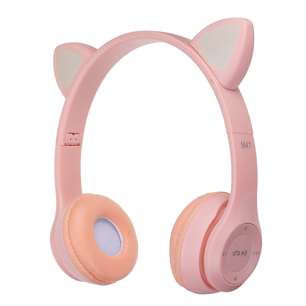 Cute Wireless Gaming Headset Bluetooth 5.0 Headphones LED Light Support TF Card Play