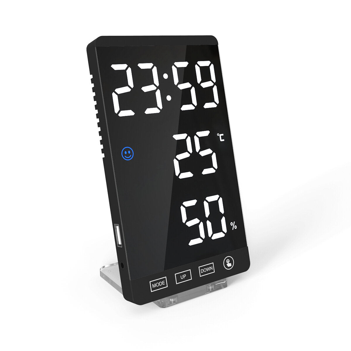 LED Digital Alarm Clock Snooze Mirror Alarm Clock with USB Charging Port