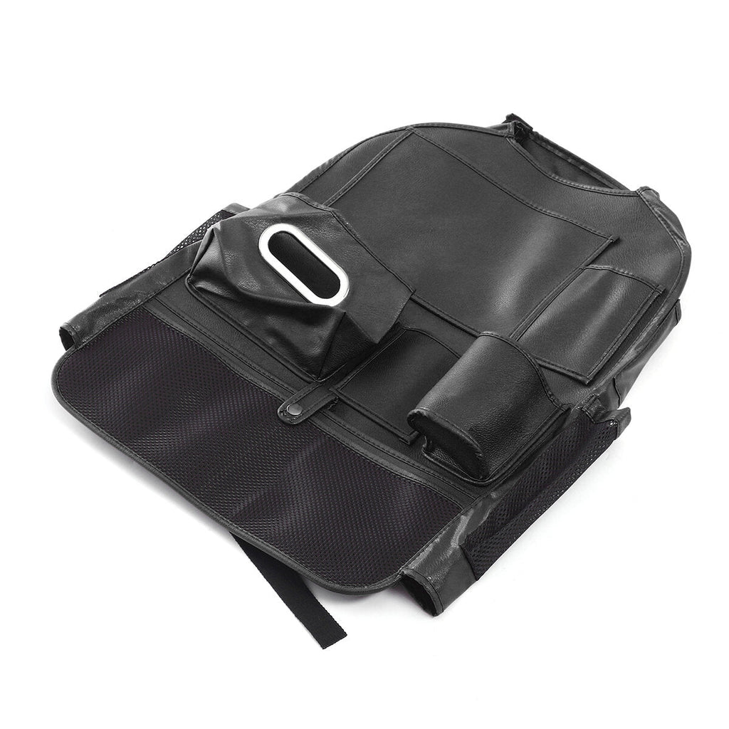 Leather Car Seat Back Storage Bag Seat Cover Multi-functional Cup Holder Organizer