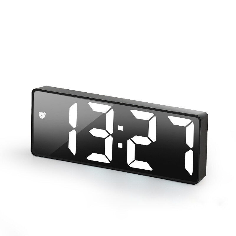 Digital Alarm Clock Desk Table Clock Curved LED Screen Alarm Clocks for Kids Bedroom Temperature Snooze Function Home Decor