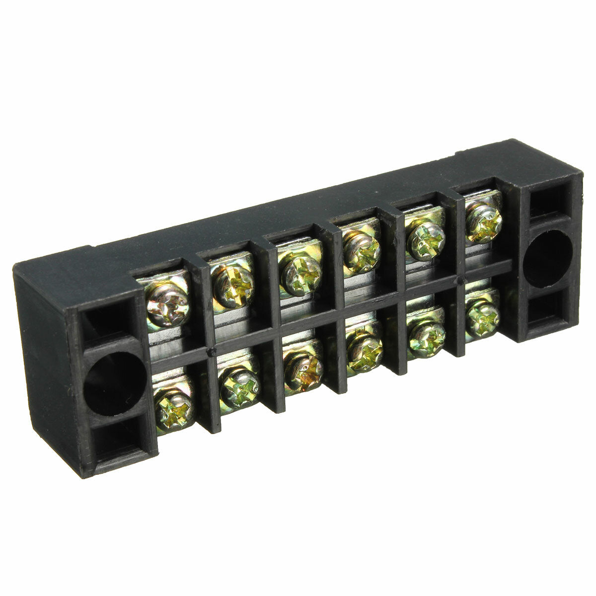 600V 15A 6 Position Double Row Wire Barrier Block Screw Terminal Strip Panel