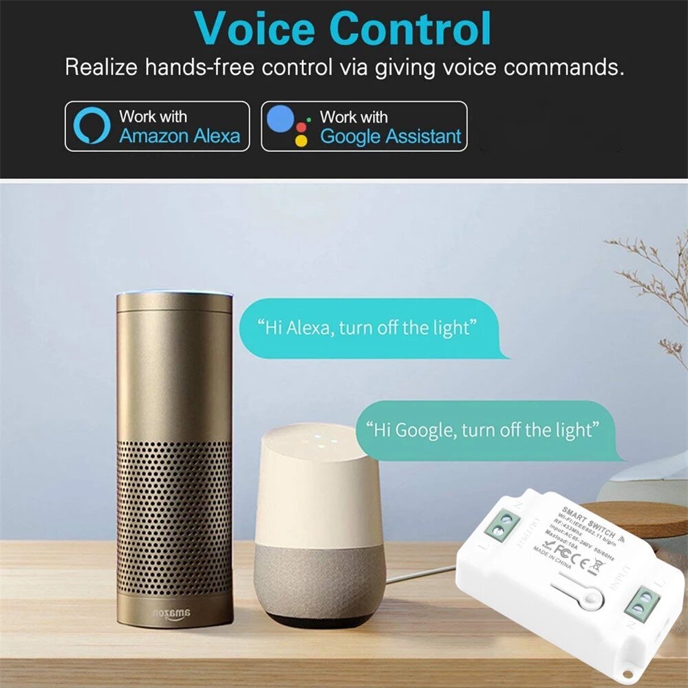 WiFi 433Mhz Smart Switch Mobile Phone APP Voice Wireless Remote Controller Timer Work With APP Smart Life