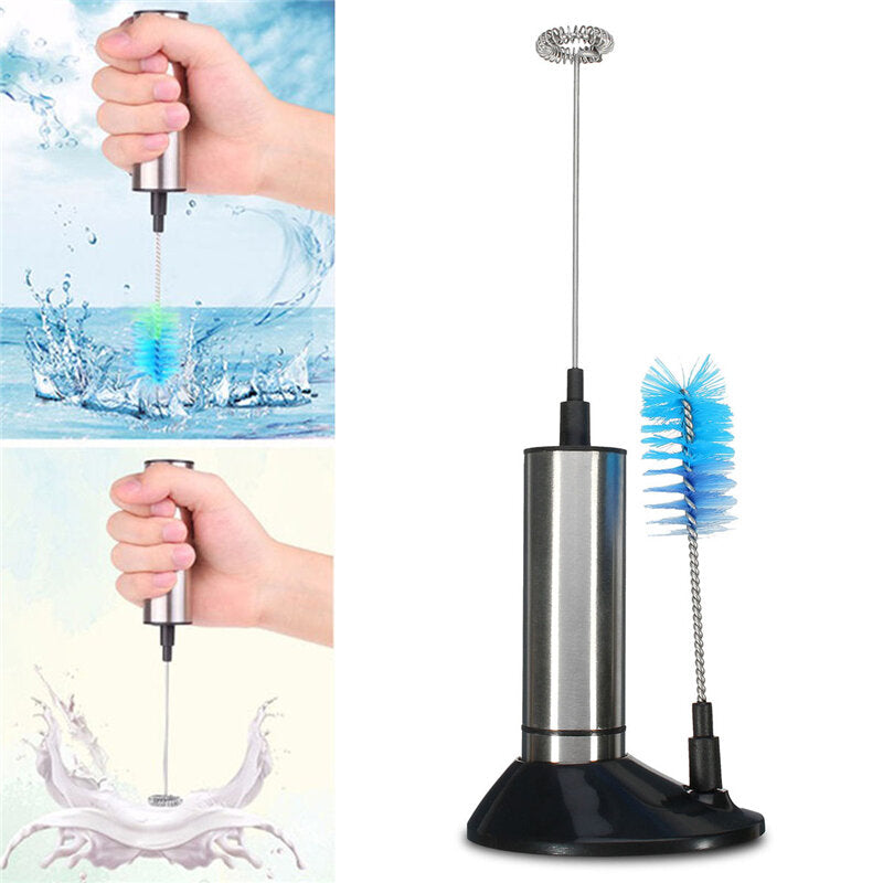 Egg Beater Milk Frother Stainless Steel Coil Tea Coffee Foaming Maker Brush Head Electric Blender