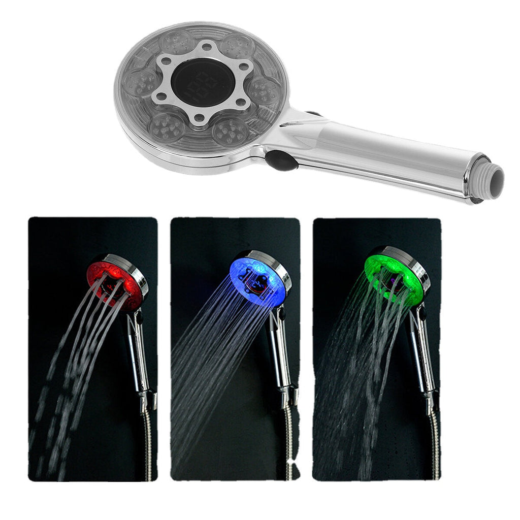 3 Color LED Shower Head Digital LCD Display Temperature Control Shower Head
