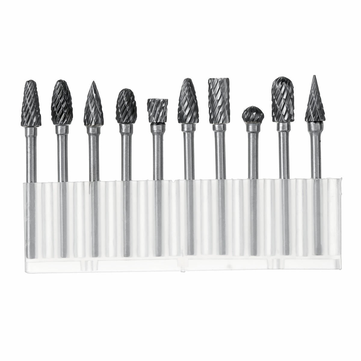 10Pcs Tungsten Carbide Double Cut Rotary File 1/8 Inch Shank Grinding Burr Set