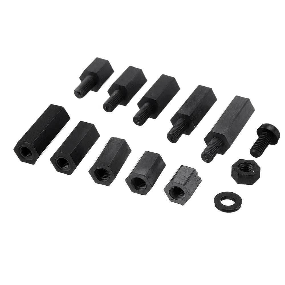 M3NH17 780Pcs M3 Nylon Screw Black Hex Screw Nut PCB Standoff Spacer Column Assortment Kit