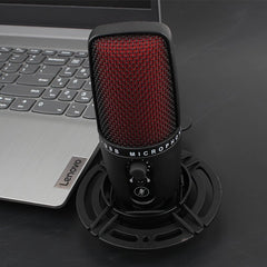condenser studio microphone stereo recording with volume control real silent key led status display