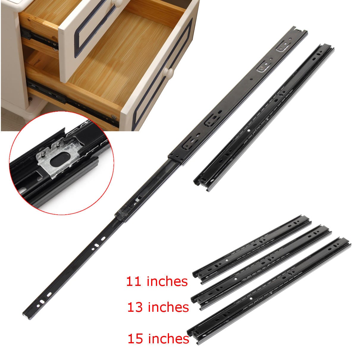 2pcs Telescopic Metal Ball Bearing Slides Runner for Roller Drawer