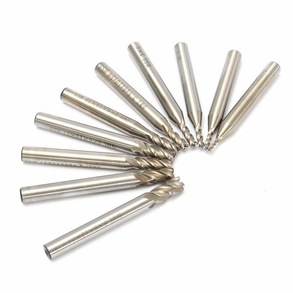 10pcs 1.5-6mm 4 Flute End Mill Cutter 6mm Shank Straight Drill Bit