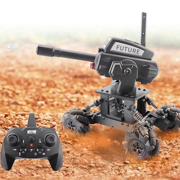 DIY RC Tank Car Can launch Cannonball Made of Water Need to Assemble 4WD 14CH Alloy Programming Remote Control Off-road Climbing