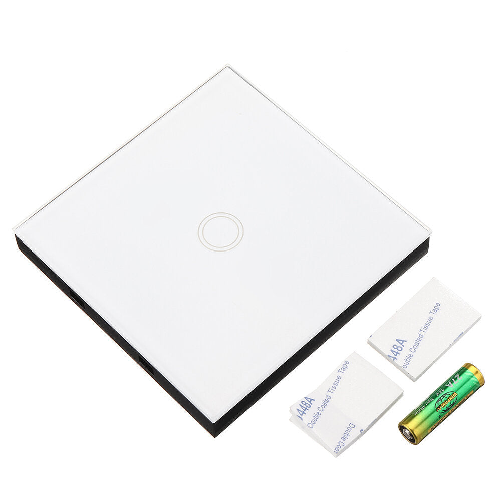 White 1 2 3 Channel 86 Wall Touch Remote Control Switch Wireless RF Transmitter Tempered Glass Pane l433MHz