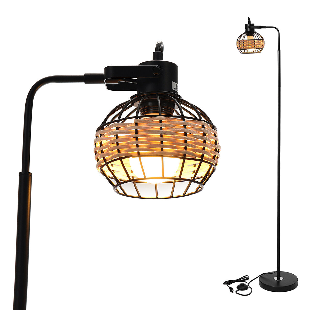 Rattan Hollow Cage Design Floor Lamp Modern & Rustic Style Living Room Bedroom