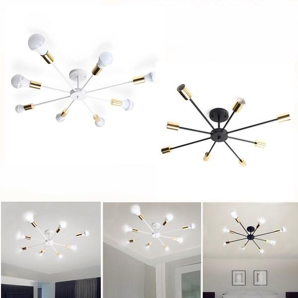 8 Heads Vintage Industrial Edison Chandelier Metal Flush Mount LED Ceiling Lights AC 85-265V