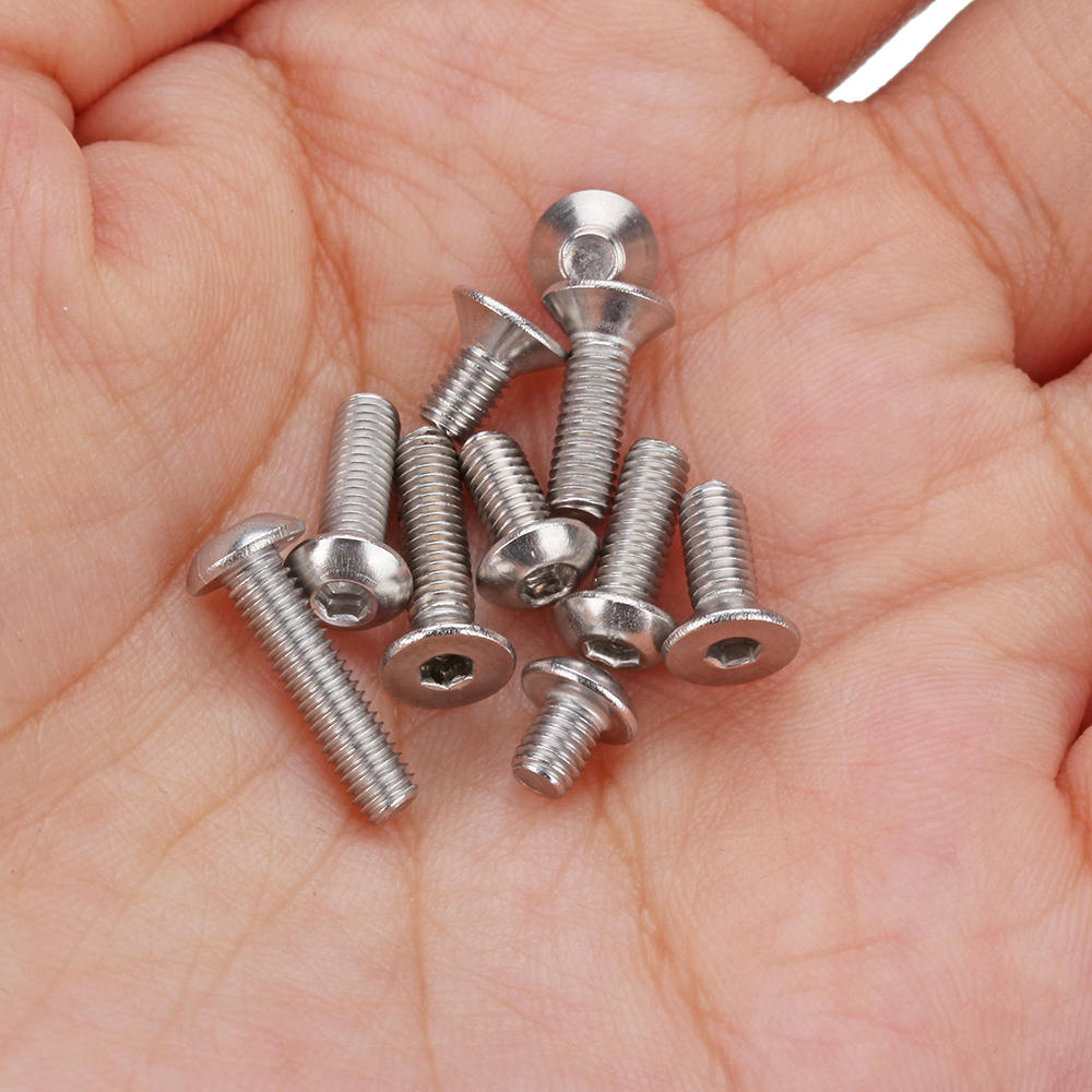 M3SH9 700Pcs M3 304 Stainless Steel Machine Screw Hex Socket Flat&Button Head Bolt Assortmen
