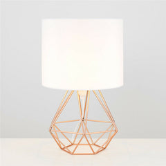 Hollowed Out Modern Desk Lamp Bedroom Bedside Geometric Table Lamp With Shade