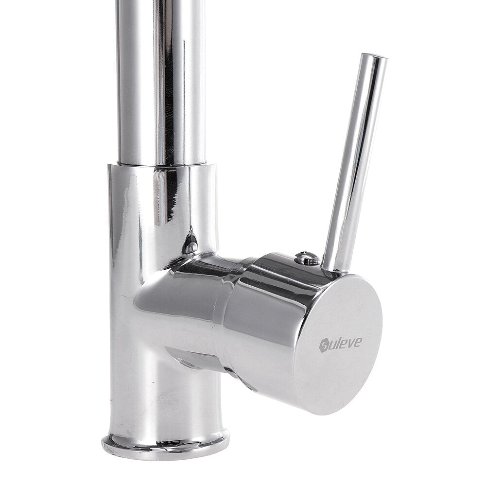 Pull Out Kitchen Tap Chrome Finished Spring Faucet Swivel Spout Vessel Sink Hot Cold Water Mixer Silver