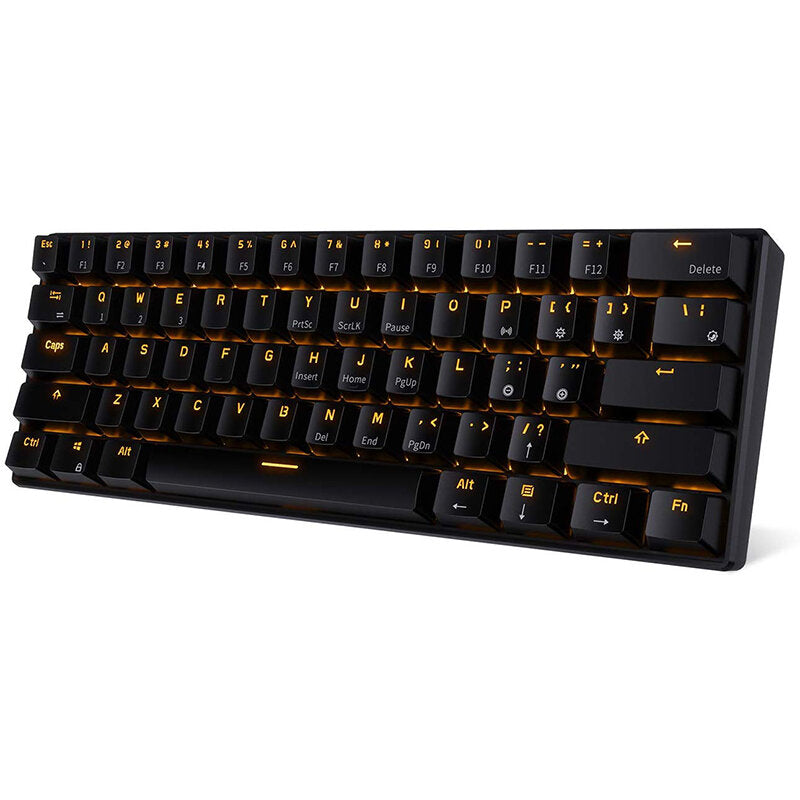Mechanical Keyboard Bluetooth Wired Dual Mode 60% Golden / Ice Blue Backlit Gaming Keyboard