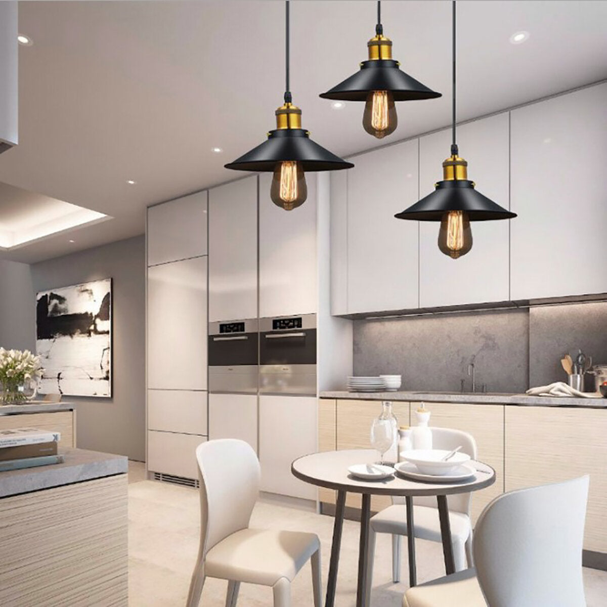 Iron Pendant Light Ceiling Lamp Chandelier Bedroom Home Fixture Decor Without Bulbs