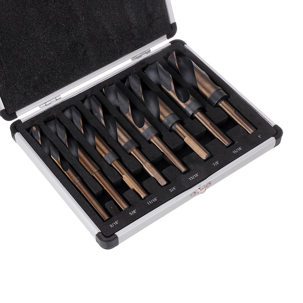 8pcs 1/2 Inch Shank HSS 4241 Twist Drill Bit Set 9/16 to 1 Inch Twist Drill for Wood Metal
