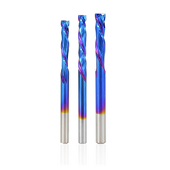 Blue Nano Coating Up Down Milling Cutter 4mm Shank Carbide CNC Router Bit 2 Flute End Mill