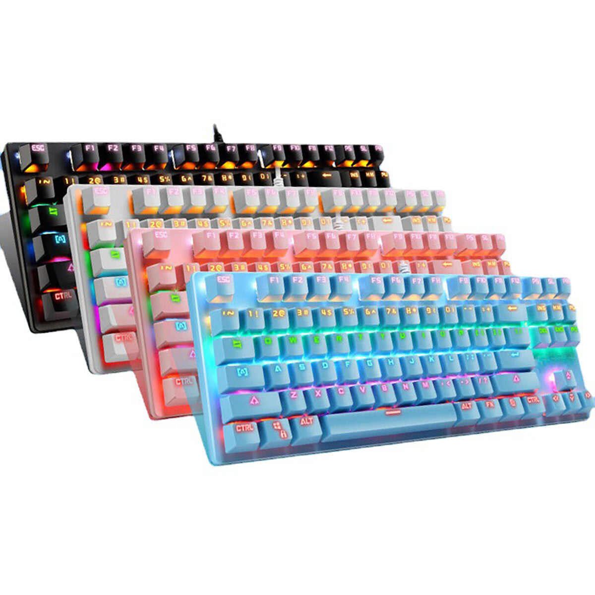 Wired Mechanical Gaming Keyboard 87-Key 87% TKL Layout Suspended Keycaps Hot Swappable RGB Backlit Mechanical with Supplement Switches Keycap Puller