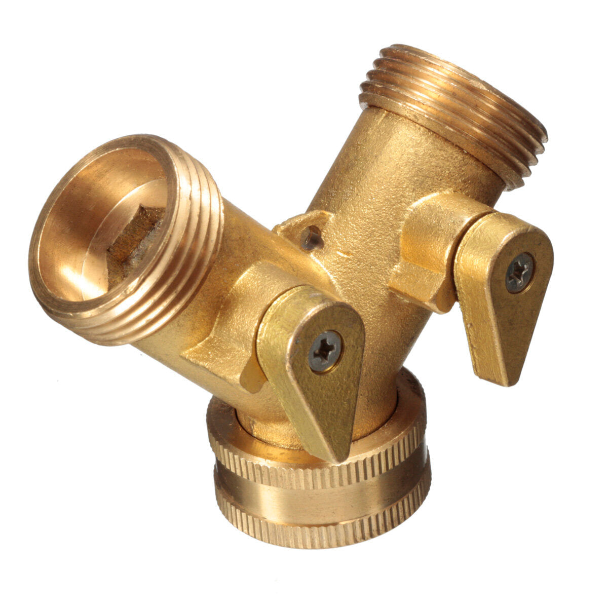 3/4 " Brass Garden Irrigation Hose Splitter Faucet Manifold 2 Way Y Shape Adapter Pipe Tap Connector
