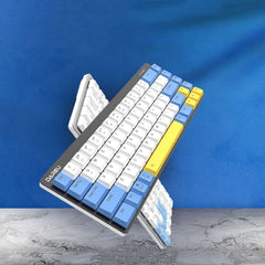 Mechanical Keyboard Low Profile Switch Dual Mode Wired Bluetooth 5.1 Ice Blue Backlight 68 Keys Extra-Thin Rechargeable Gaming Keyboard