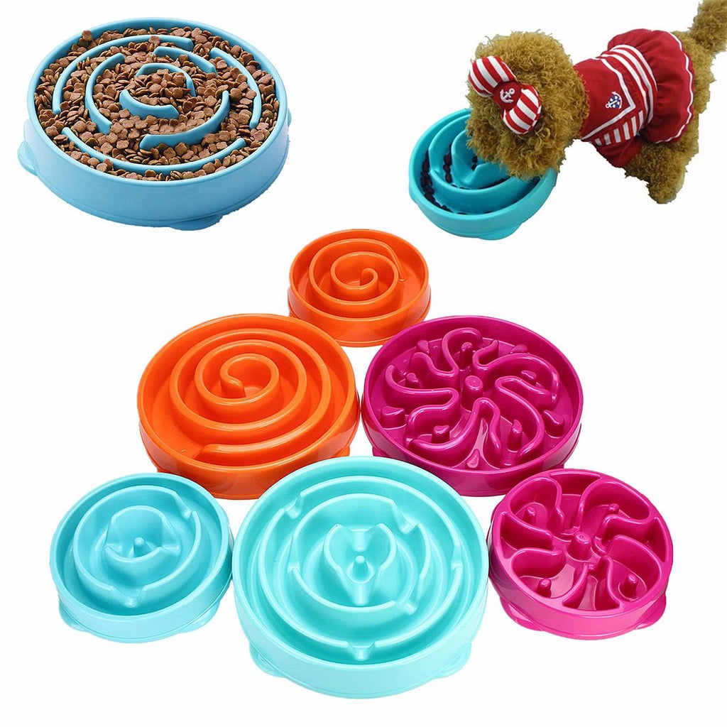 Dog Slow Food Bowl Down Eating Feeder Dish Pet Dog Cat Feeding Anti Slip Gulp