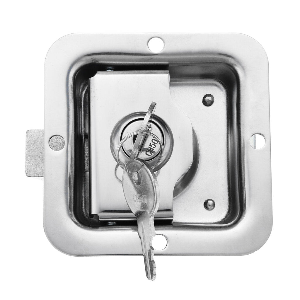 Stainless Steel Paddle Door Lock Latch Handle Truck Tool Box Trailer With 2 Keys