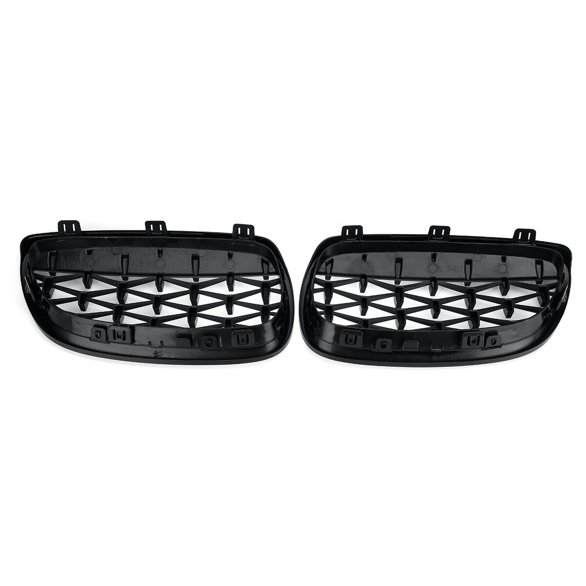 2PCS Front Grille Grill Black&Chrome Diamond Style For BMW 3 Series