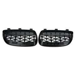 2PCS Front Grille Grill Black&Chrome Diamond Style For BMW 3 Series