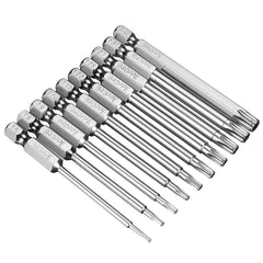 10Pcs S2 Alloy Steel T6-T40 75mm Magnetic Torx Screwdriver Bits 1/4 Inch Hex Shank