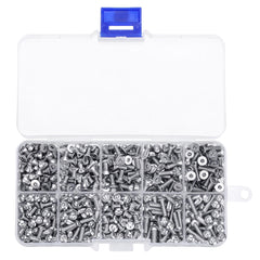 M3SH9 700Pcs M3 304 Stainless Steel Machine Screw Hex Socket Flat&Button Head Bolt Assortmen