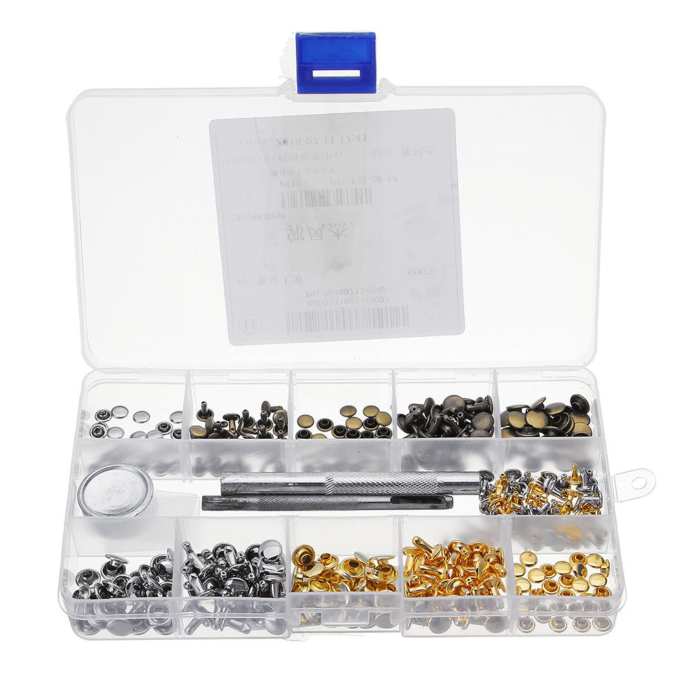 6mm 8mm 180Pcs Leather Double Cap Rivet Buttons Fixing Setting Kit Belts DIY Craft Repair Decoration